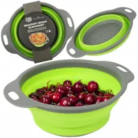 DURSZLAK SKŁADANY SILIKONOWY CEDZAK Z UCHWYTAMI DO PŁUKANIA WARZYW OWOCÓW