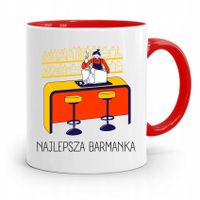 Kubek Czerwony Prezent Dla Najlepszej Barmanki Z Nadrukiem Ze Zdjęciem