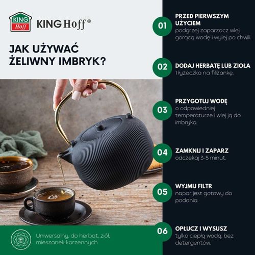 zaparzacz żeliwny imbryk 1l z filtrem kinghoff kh-1931 na Arena.pl