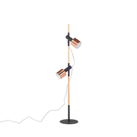 Lampa podłogowa regulowana drewniana czarna OWENS