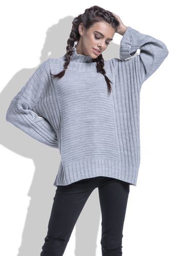 Sweter oversize F423 Beżowy UNI na Arena.pl