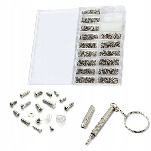 ZESTAW ŚRUBEK ŚRUBKI NAKRĘTEK 1000 SZT DO NAPRAWY OKULARÓW M1.4 M1.6 STAL na Arena.pl