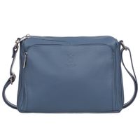 VERA PELLE torebka skórzana listonoszka z paskiem V535 c.jeansowa