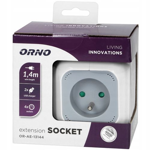 Przedłużacz Listwa Kostka Magic Cube 4-Gniazda 2x USB Ładowarka Kabel 1,4m na Arena.pl