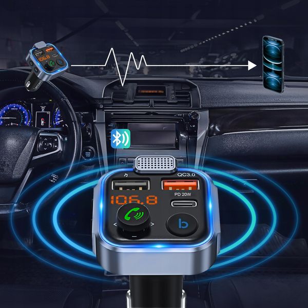 TRANSMITER BLUETOOTH SAMOCHODOWY FM 3x USB ADAPTER SZYBKA ŁADOWARKA MP3 zdjęcie 10