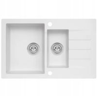 Zlewozmywak granitowy 1,5-komorowy z ociekaczem WESTA 120 biały 40