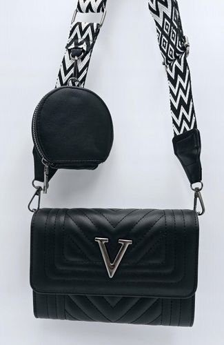 Victoria J. - torebka listonoszka przeszycia pasek BOHO czarny mat VJ-944 na Arena.pl