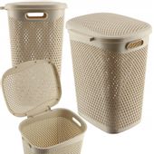 KADAX Kosz Na Pranie Bieliznę Z Pokrywą Pojemnik Duży 55L Beżowy