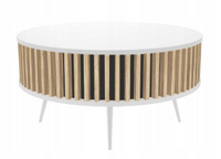 Nowoczesna Ława Do Salonu Biała + Lamele 90 cm RODA TS - 2 Kolory