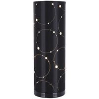 Stojąca LAMPA stołowa LARYSA 03807 Ideus ceramiczna LAMPKA abażurowa tuba kółka czarna