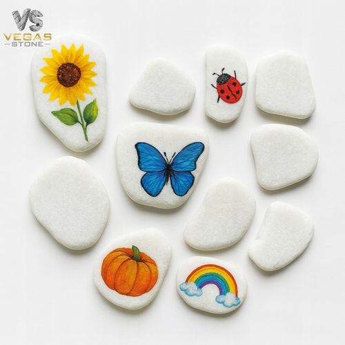 KAMIENIE DO MALOWANIA DLA DZIECI BIAŁE PŁASKIE 4-6CM GŁADKIE ZESTAW na Arena.pl