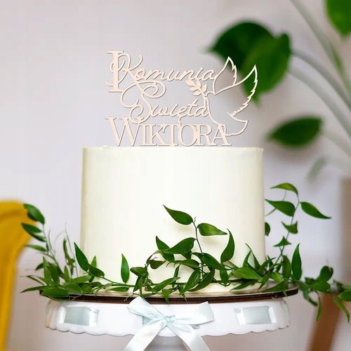 TOPPER dekoracja imię KOMUNIA ŚWIĘTA NAPIS NA TORT na Arena.pl