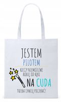 Torba Biała Eco Shopper Dla Pilota Z Nadrukiem Ze Zdjęciem