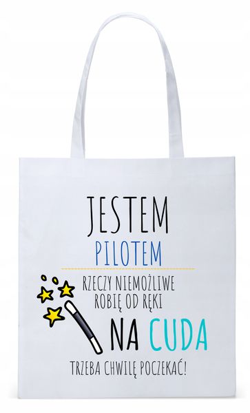 Torba Biała Eco Shopper Dla Pilota Z Nadrukiem Ze Zdjęciem zdjęcie 1