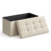 Pufa beżowa organizer składana 76x38x38 cm z dużym pojemnikiem