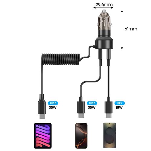 tech-protect cc05 2-port car charger pd60w + cable black na Arena.pl