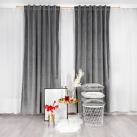 Szara zasłona z miękkiego weluru 140x260