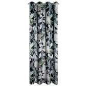 Zasłona na przelotkach welwetowa w kwiaty SALLY 140X270 czarna+srebrna