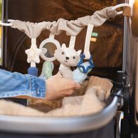 BABYONO EDUKACYJNA ZABAWKA SENSORYCZNA DO WÓZKA ŁÓŻECZKA FOTELIKA RACCOON