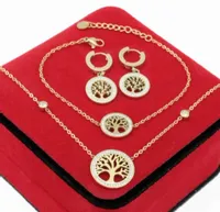 KOMPLET ZŁOTY 3 cz DRZEWKA SZCZĘŚCIA CYRKONIE STAL CHIRURGICZNA