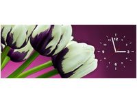 100X40CM ZEGAR FIOLETOWE TULIPANY OBRAZ