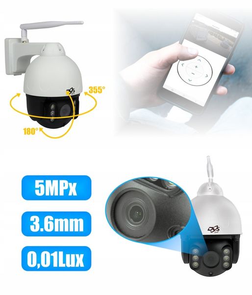 ZEWNĘTRZNA BEZPRZEWODOWA KAMERA WIFI OBROTOWA IP 5Mpx MONITORING DVS LED IR zdjęcie 14