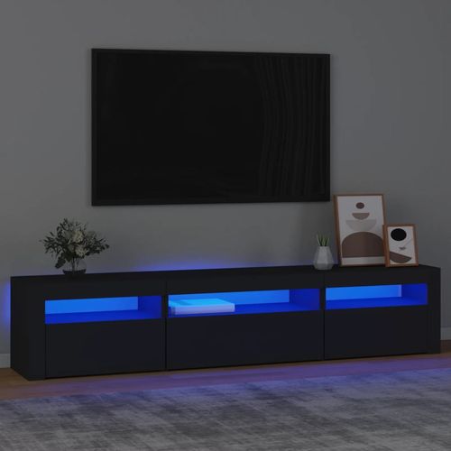 Szafka pod TV z oświetleniem LED, czarna, 195x35x40 cm na Arena.pl