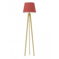 Lampa podłogowa CURACAO abażur czerwony stelaż dębowy