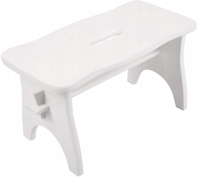 Ryczka biała drewniana mały taboret 38x19x21 cm zdjęcie 1