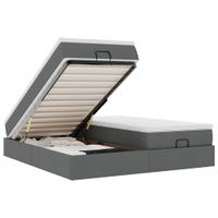 Rama łóżka otomana z materacami, szara, 200x200 cm, tkanina