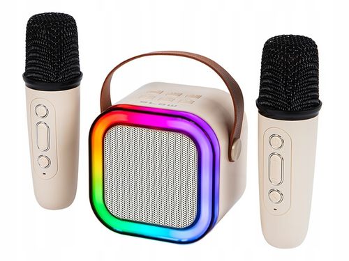 PRZENOŚNY GŁOŚNIK KARAOKE RGB 2 MIKROFONY USB SD MINI JACK BLUETOOTH ZESTAW na Arena.pl