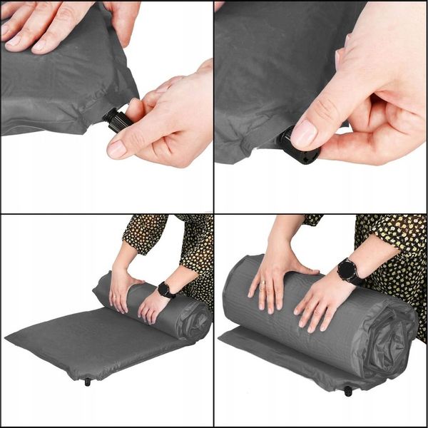 MATA SAMOPOMPUJĄCA KARIMATA 180x50cm MĘKKA SZARA GRUBA Z POKROWCEM MATERAC zdjęcie 7