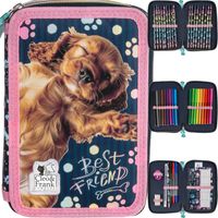 BACKUP PIÓRNIK SZKOLNY TRZYKOMOROWY WYPOSAŻENIE KREDKI PISAKI CELO PIESEK