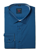 Elegancka koszula męska casual granatowa niebieskie kropki szary wzorek SLIM M-39/40
