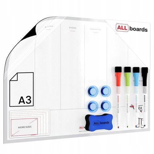Tablica na lodówkę A3 Planer tygodniowy magnetyczny suchościeralny + na Arena.pl
