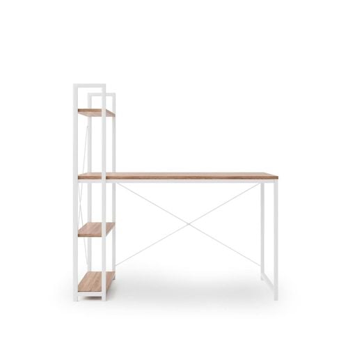 Biurko z nadstawką Nare białe/ dąb na Arena.pl