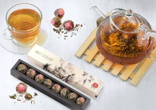 BOMBONIERKA herbata KWITNĄCA orientalna 8 szt ZESTAW herbat kwitnących na Arena.pl