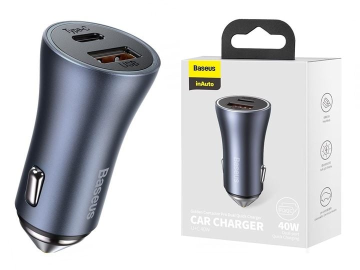 ŁADOWARKA SAMOCHODOWA BASEUS USB + USB-C PD QC 40W zdjęcie 6