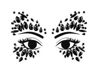 Dekoracja na twarz Kryształki czarne, 15x9 cm