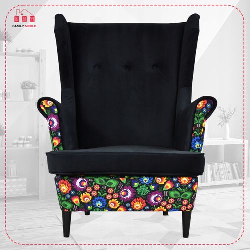 Fotel uszak Ari Print Duo skandynawski Family Meble łowicki czarny kpl na Arena.pl