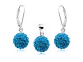 WISZĄCY KOMPLET SWAROVSKI CAPRI BLUE KULKI 10MM