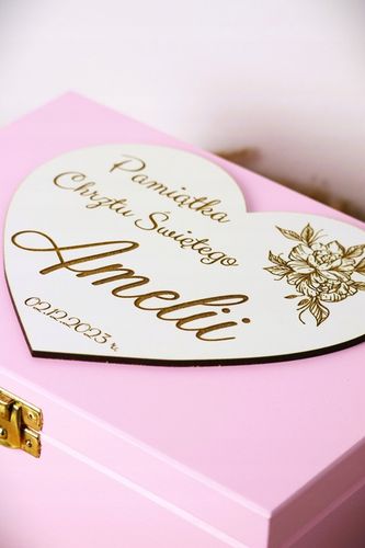 Pamiątka Chrztu Świętego Prezent na Chrzest Święty GOTOWE PUDEŁKO Różowe na Arena.pl