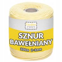 Sznurek do makramy bawełniany 3mm 200m żółty