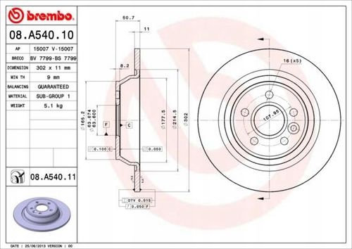 TARCZA HAM TYL 302X11 P BREMBO na Arena.pl