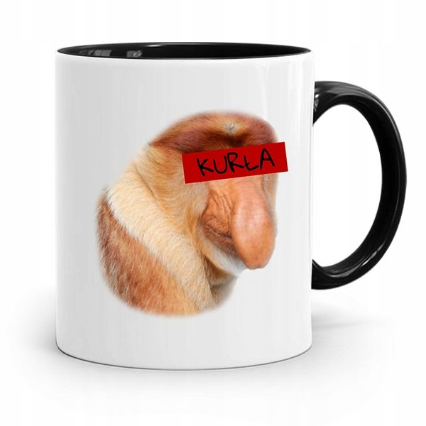 Kubek Czarny Śmieszny Nosacz Janusz Kurła Prezent Z Nadrukiem Ze Zdjęciem zdjęcie 1