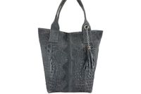 Modny worek skórzany - CROCO - Szary