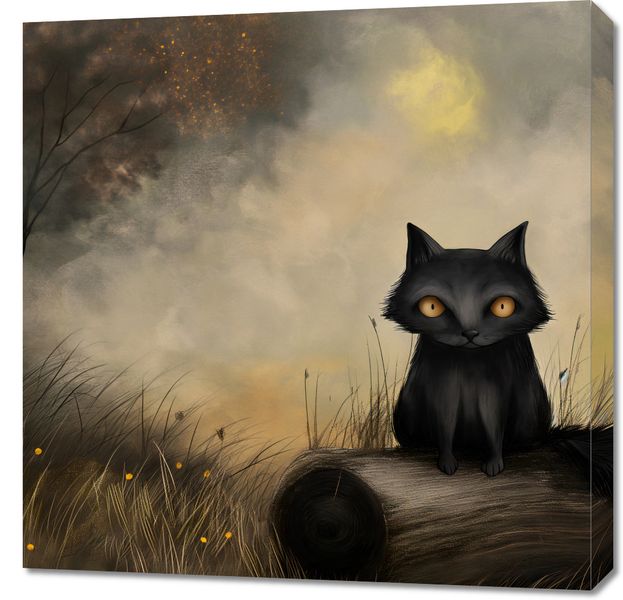 Obraz 70x70cm Czarny Kot zdjęcie 1