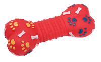Zabawka pisząca dla psa kość w łapki z piszczałką czerwona 18cm UNIQ PETS