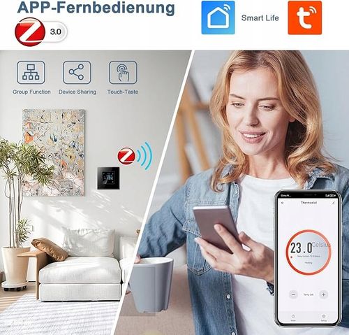 CNBINGO Termostat cyfrowy Zigbee Smart 2,4 G, Wi-Fi IOS/Android czarny na Arena.pl