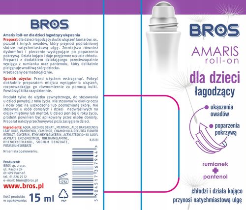 bros - amaris - roll-on dla dzieci łagodzący ukąszenia 15ml na Arena.pl